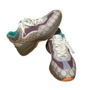 Gucci Sneakers Rhyton Womens Size 11 Multicolor Monogram Shoes Modern Italy GG